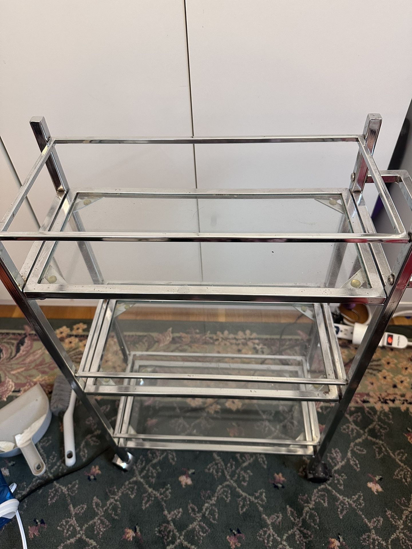 Glass and Metal Rolling Cart