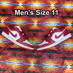 New Nike Retro Air Jordan 1 Low Cardinal Red White Classic 553558-607 Men Sz 11