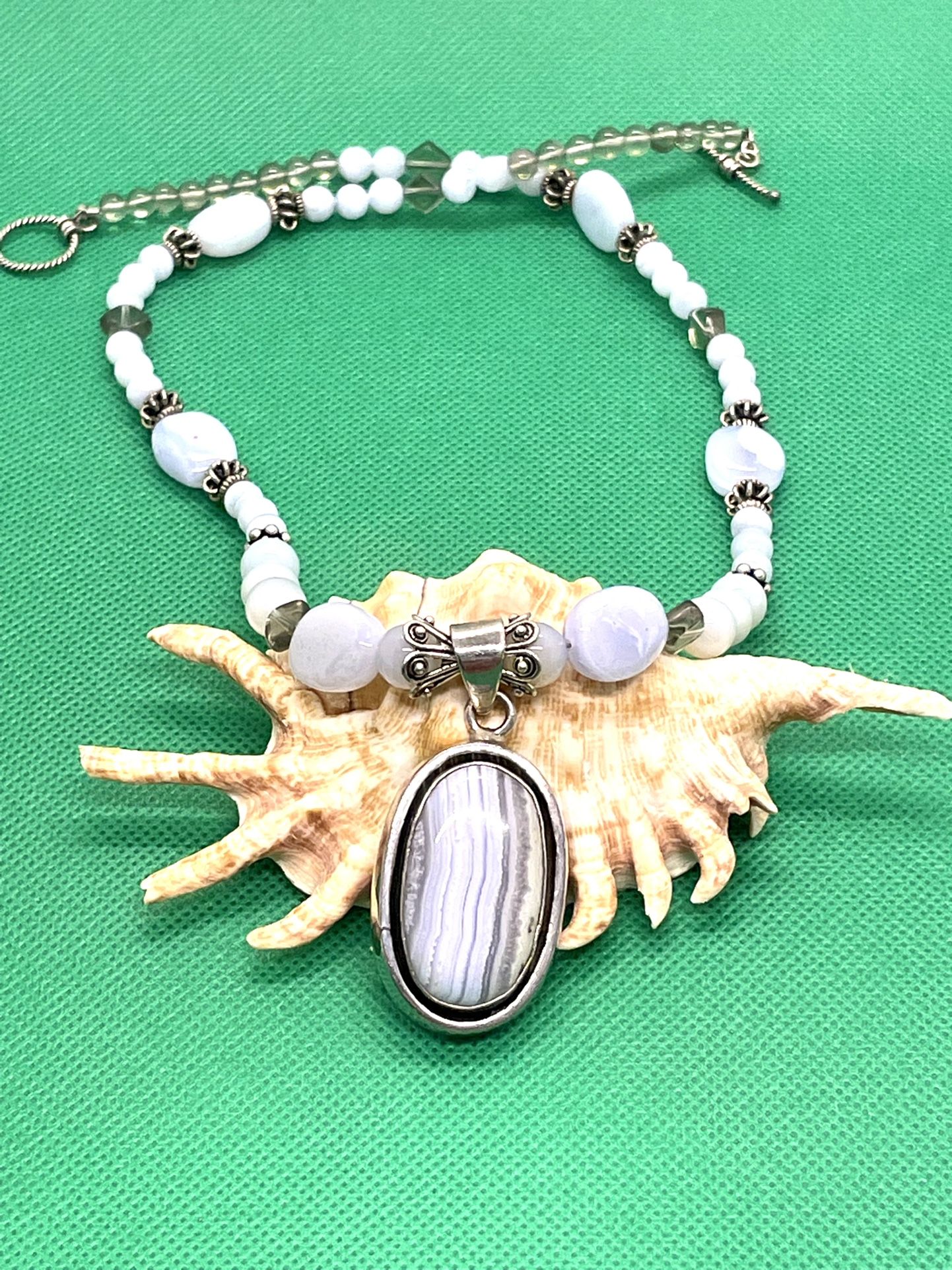 Sterling Blue Lace Agate Necklace 