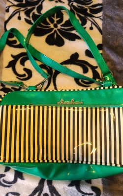 Star Struck Green Glitter Striped Bag Purse