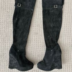 Women’s Juicy Couture Suede Over The Knee Black Boots Size 8