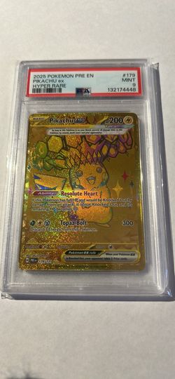 Pokemon 2025 Pikachu ex 179/131 Gold Hyper Rare Prismatic Evolutions PSA 9