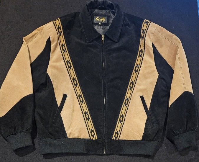 Scully Suede Bomber Jacket Black & Brown Southwestern Jacket Mens Size 3XL