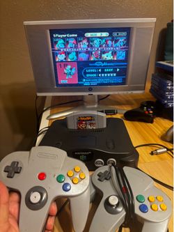 Nintendo 64 with smash bros and 2 controllers