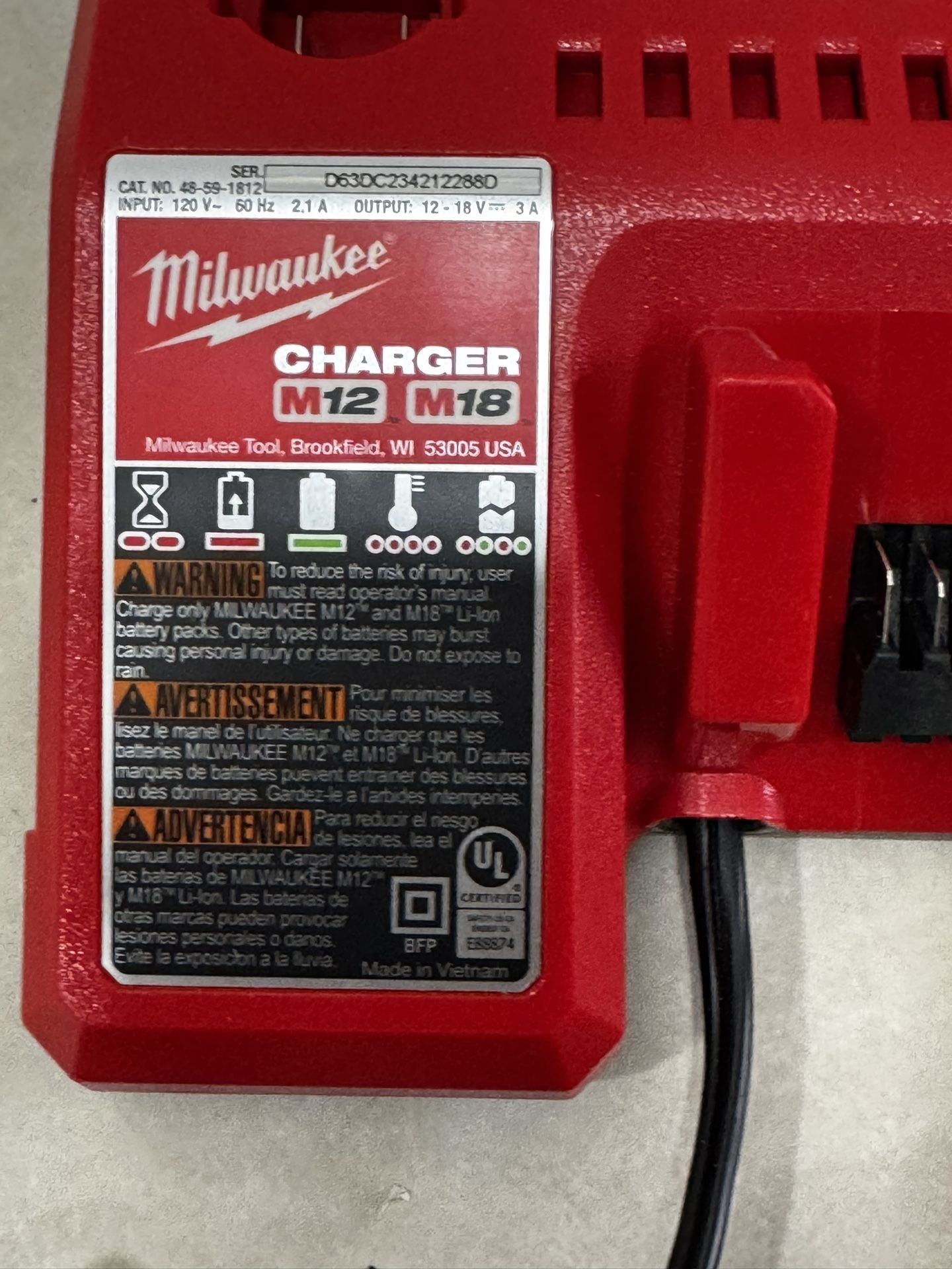 Two 🔥 New Milwaukee M12 & M18 Charger. No box . 