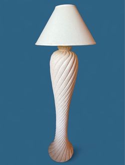 Vintage 1980s Dynasty Postmodern Spiral Swirl Ceramic Floor Lamp – Sculptural Statement