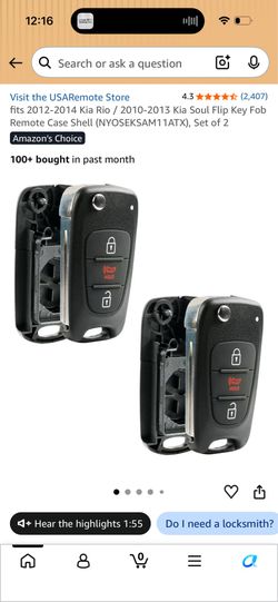 Kia Rio & Soul Flip Key Fob Shells