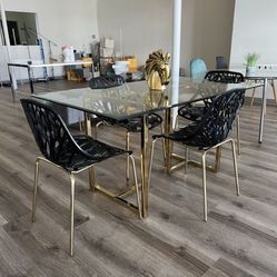 Modern Luxury Dining Table Set, Gold Legs