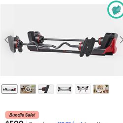 BowFlex SelectTech 2080 Barbell Stand with Media Rack With 40lb Upgrade And BowFlex SelectTech 840 Adjustable Kettlebell
