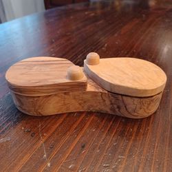 #1551, Olive Wood salt keeper.