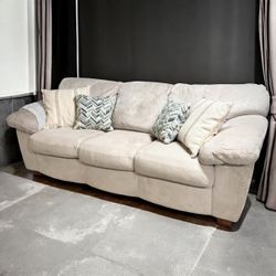 Mor Furniture Cream White Microfiber 92" Modern Sofa