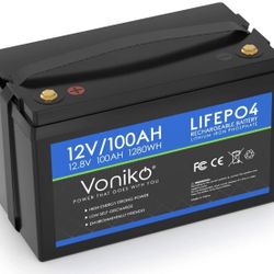 Voniko 12V 100Ah LiFePO4 Lithium Battery