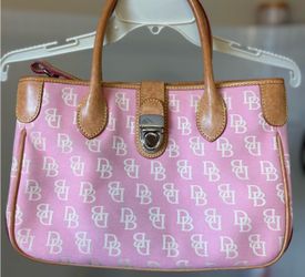 Pink Dooney & Bourke Signature Canvas Leather Shoulder Bag