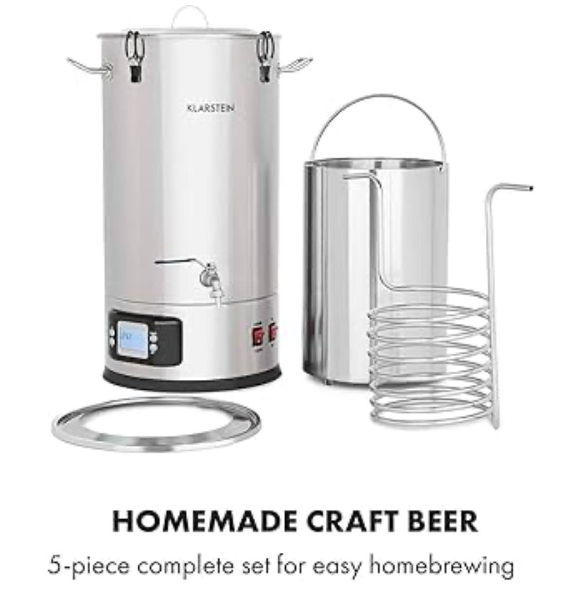 KLARSTEIN Maischfest Beer Brewing Kettle, 6 Gallon Glass Bottle, And Accessories Like Manual Capping Kit
