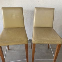 2 Tan Leather Stools 