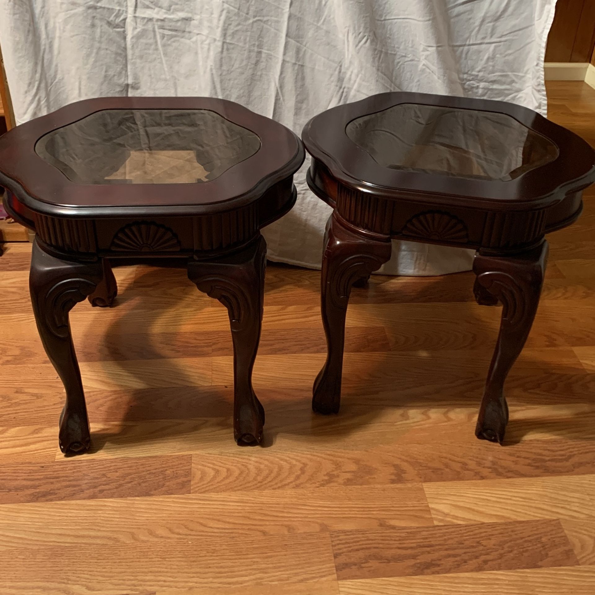 2 Side Tables Dark Brown 