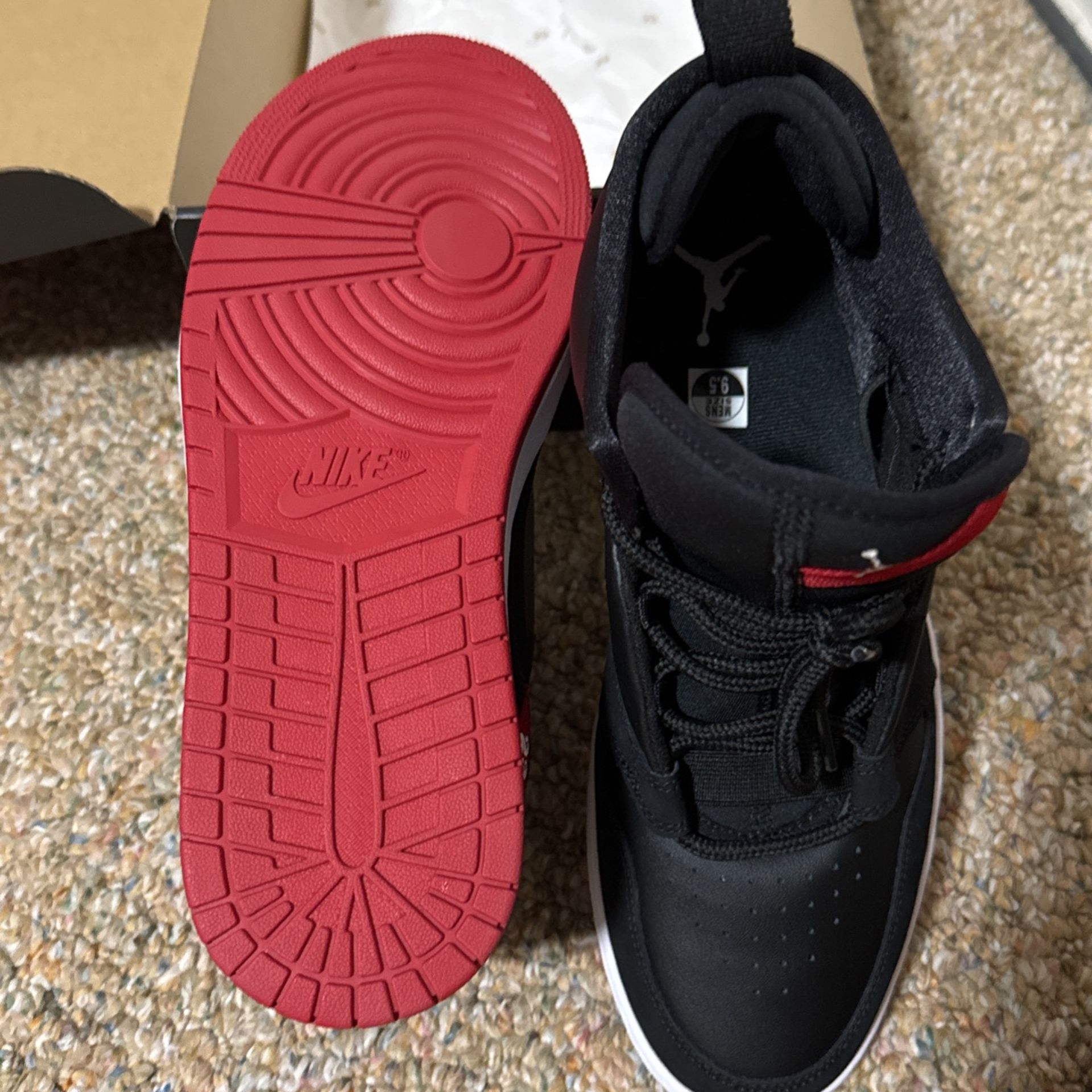 Jordan fadeaway black and red best sale