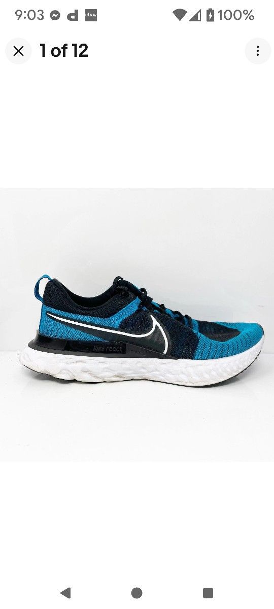 Nike Mens React Infinity Run Flyknit 2 CT2357-400 Blue Running Shoes Sneakers 13