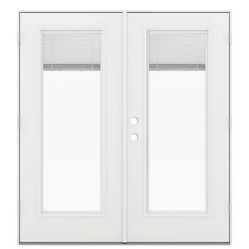 JELD-WEN 72" x 80" Jamb White Fiberglass Left-hand outswing French Patio Door w/Blinds
