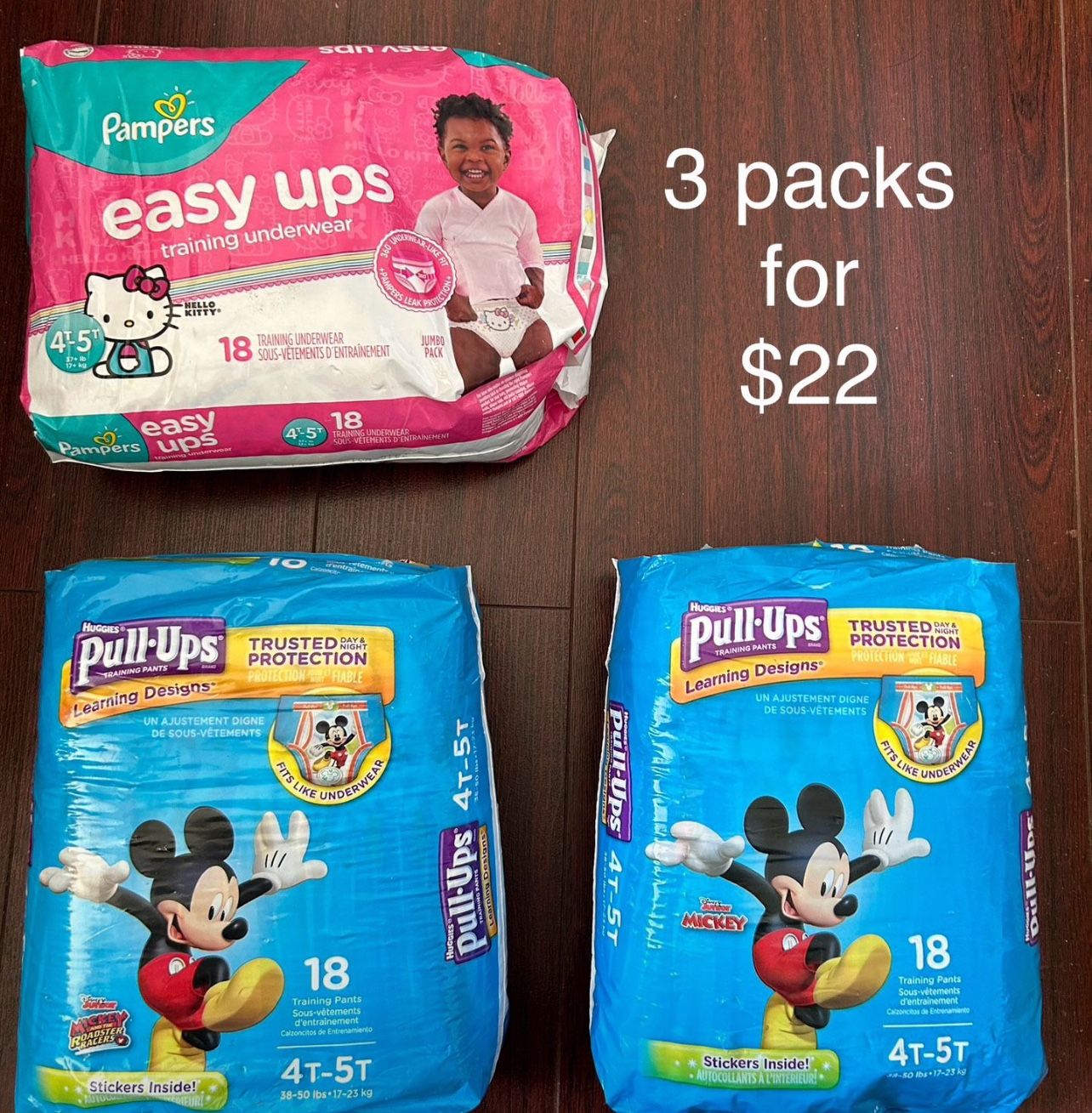 3 Huggies Pulls up (4T-5T) ) $22