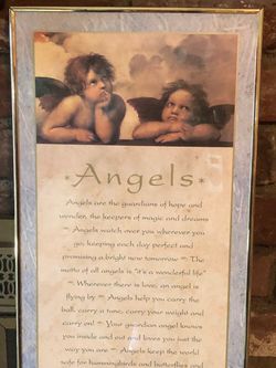 Framed Angels Cherub Print with Poem