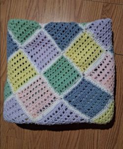 Handmade Pastel Patchwork Crochet Blanket