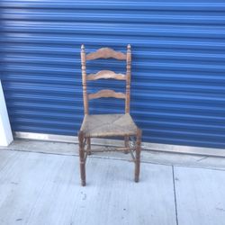 Vintage Wood Chair w/Wicker Seat