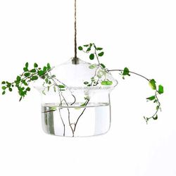 2 Pack Mushroom Shaped Hanging Glass Flower Planter Vase Terrarium Container for Hydroponic Plants Home Garden Decor