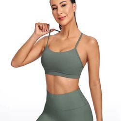 YOGA CRZ BRA Grey Sage Butterluxe Bra Y back fabric for excellent workout
