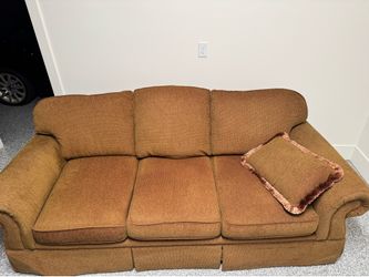 **LIKE NEW**Massoud Custom Upholstered Sofa Camel Brown 3 Cushion Traditional Designer Couch USA