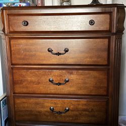 Queen Bed With Box Spring( No Mattress) & Chest Of Drawers 