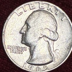 1965 NO MINT MARK GEORGE WASHINGTON PHILADELPHIA MINTED EAGLE QUARTER 