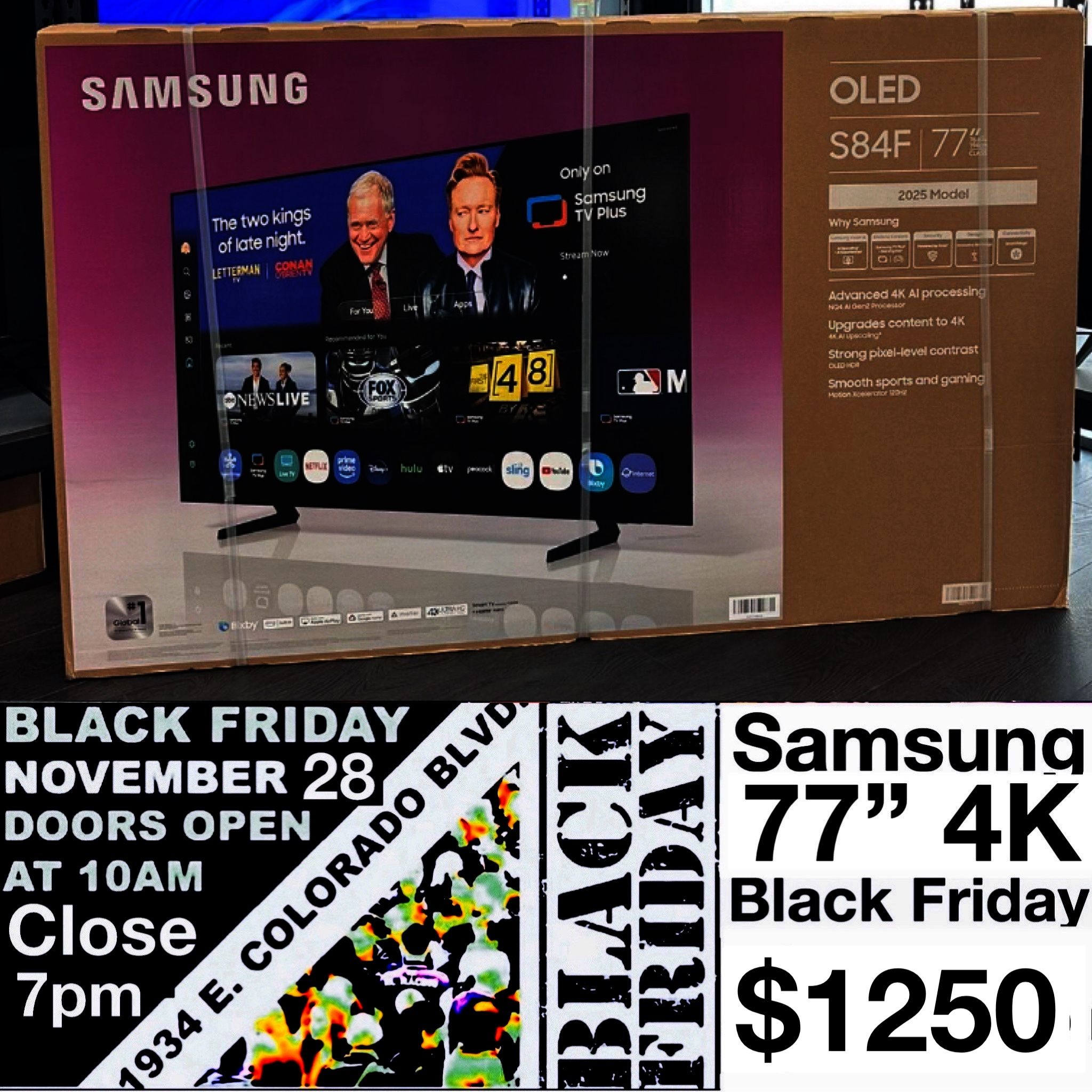 Samsung 77 Inch Oled 4K Tv B Smart S84F New Sealed black Friday sale