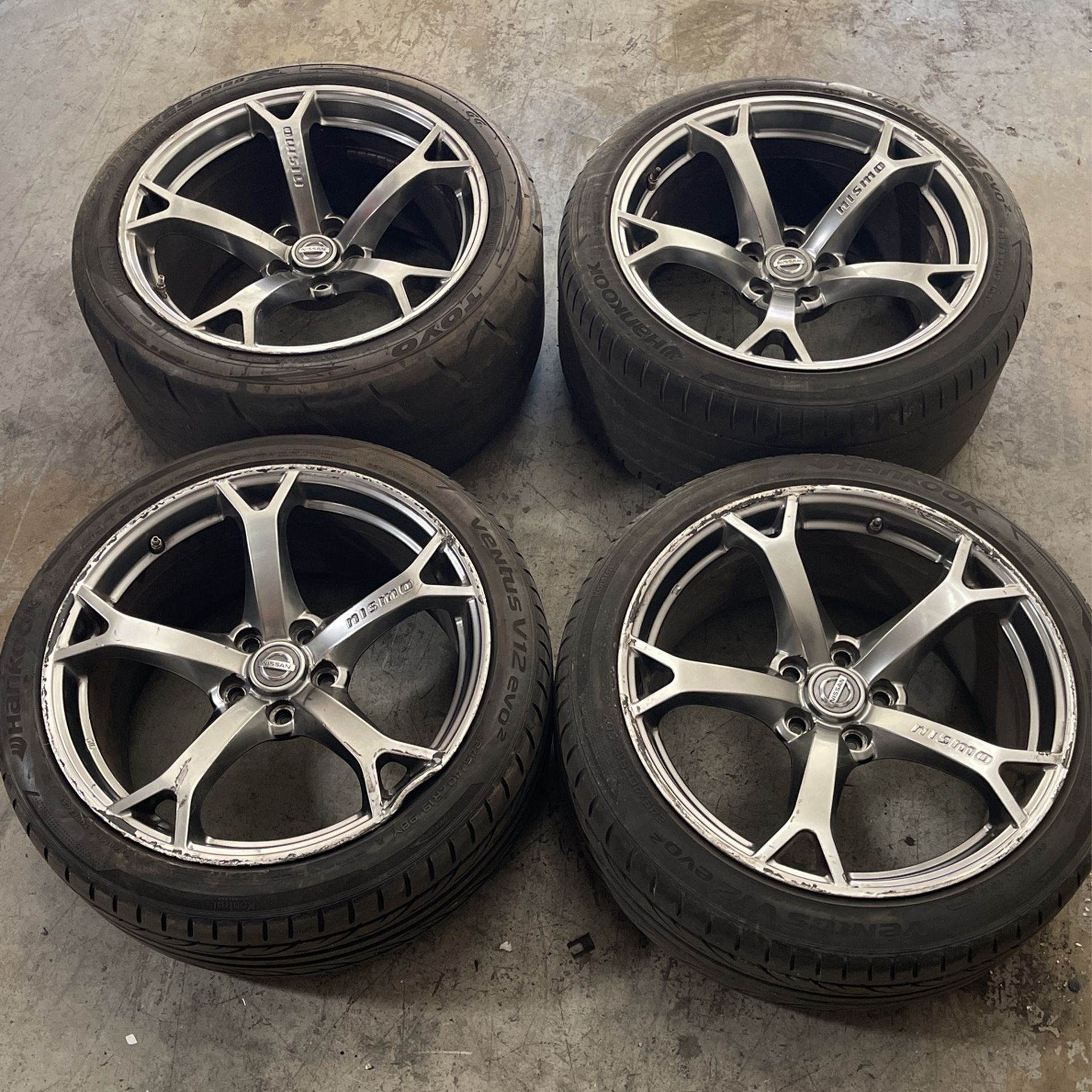 Nismo V1 Version Nissan Original Rays Engineering Forged Wheels Set Of 4 Rims Tires Sensors Complete Front And Rear 19inch