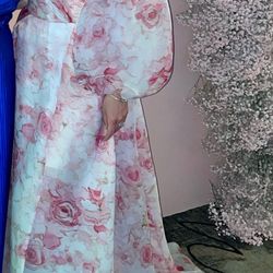 White And Pink Floral Dress 