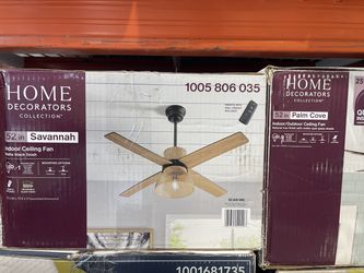 Home Decorators Savannah 52 in LED Ceiling Fan Matte Black - New