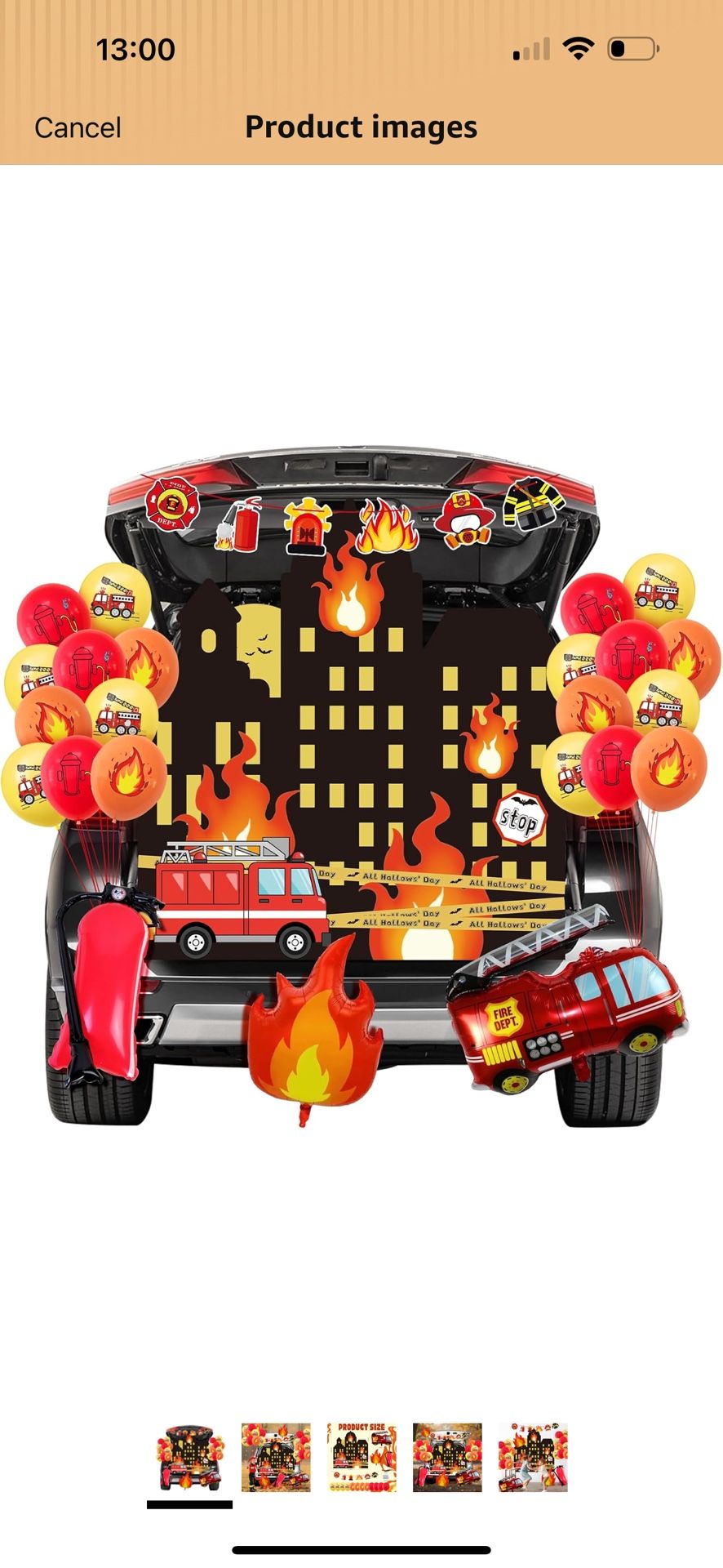 Brand New Halloween Firefighter Trunk or Treat Car Decorations Kit, Firefighter Trunk or Treat Decorations with Fire Engine Balloons Firefighter Ba