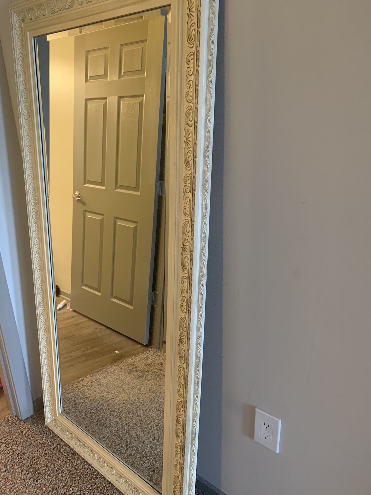 Beige shabby chic floor length mirror