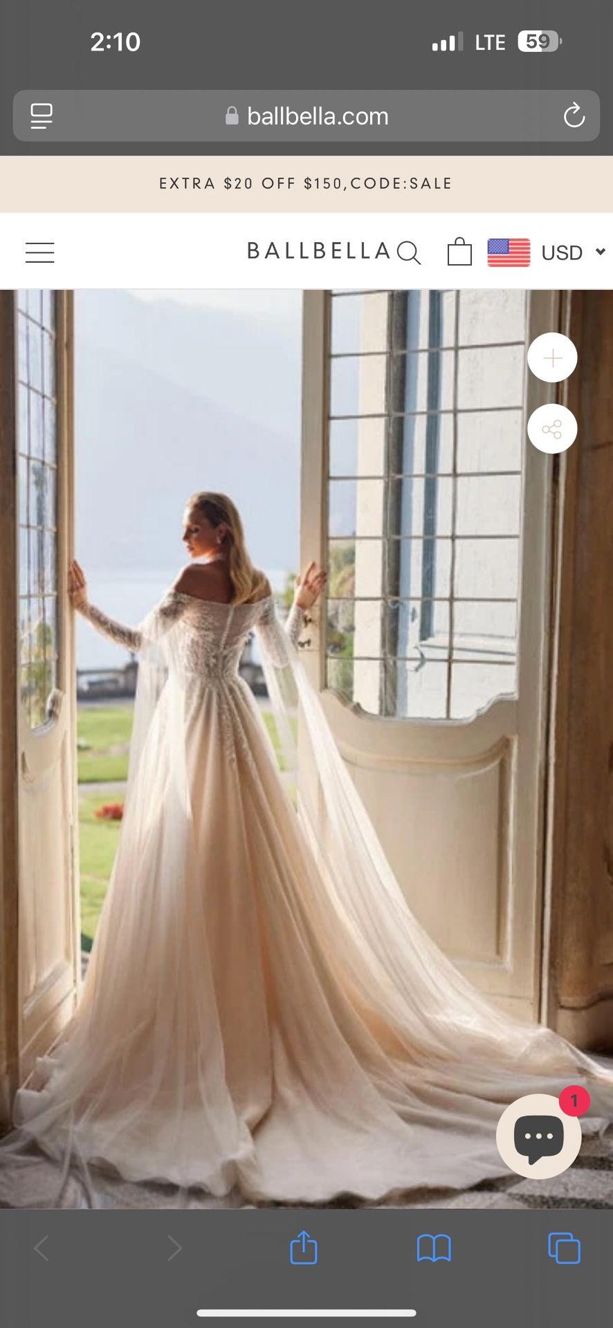 Ballbella Wedding Dress In Champagne Size 12 