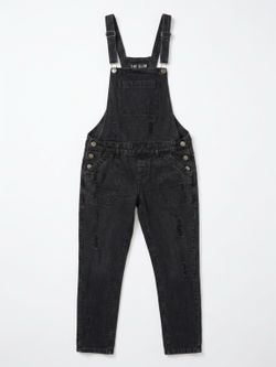 CottonOn distressed black denim overalls, size 6