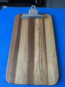 Large Striped Hardwood Clipboard – Oak & Walnut, Heavy Metal Clip