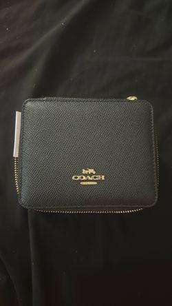 Coach large black and brass hardware saffiano leather & suede jewelry box