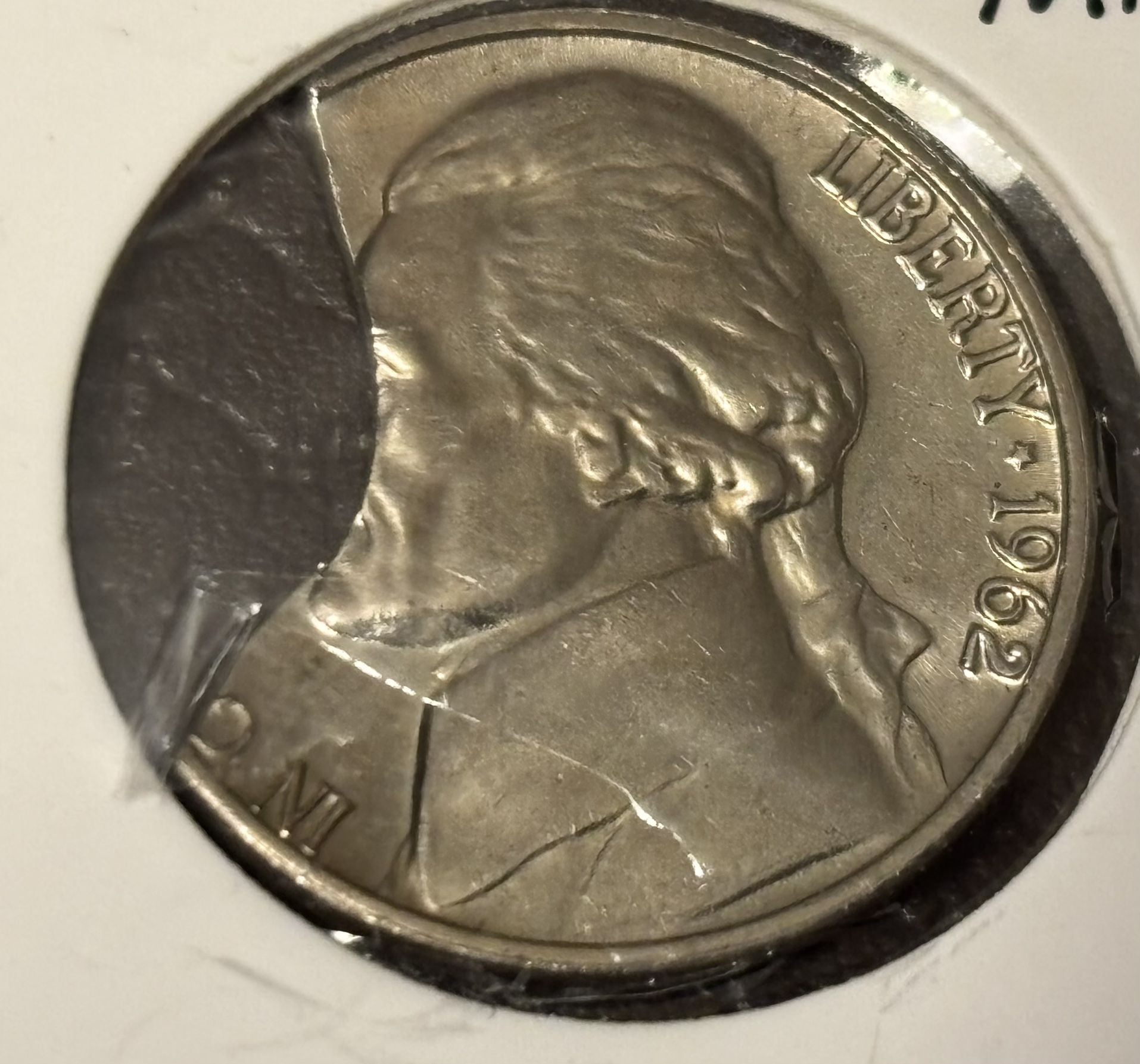 5 cents 1962. Error Coin USA. Collectible