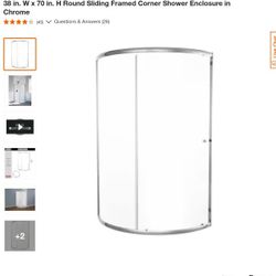 38 in. W x 70 in. H Round Sliding Framed Corner Shower Enclosure in Chrome

