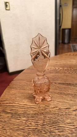 Ink Cut Glass Perfume Bottle 6” Stopper Chipped