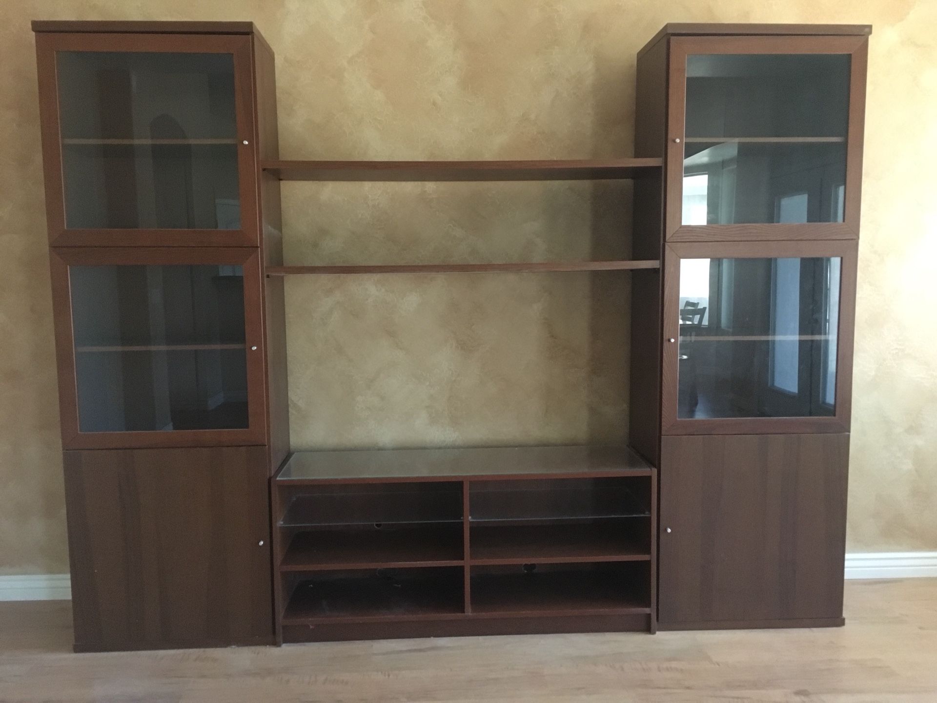 Entertainment center with matching shelves