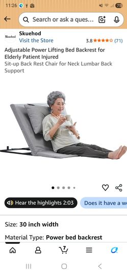 Adjustable power back rest