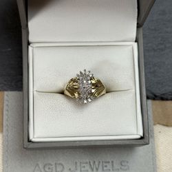 10k Yellow Gold Diamond Cluster Ring