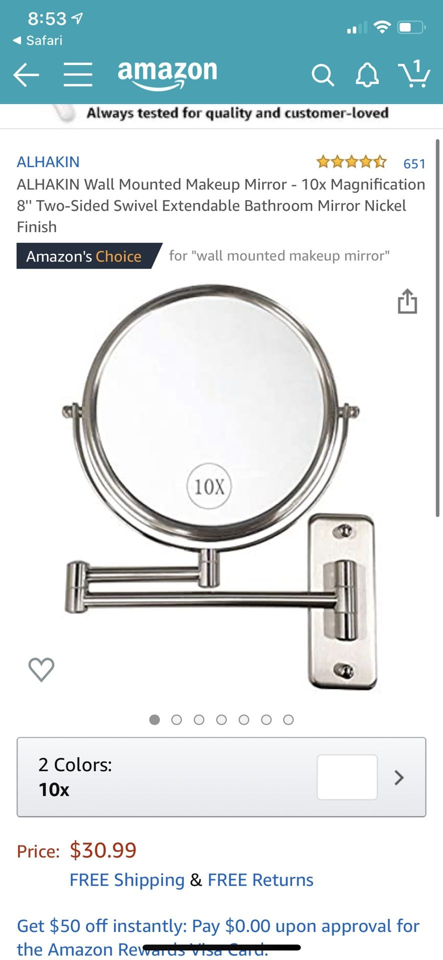 Wall mounted mirror