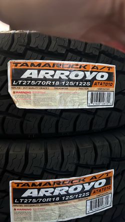 LT 275/70r18 Arroyo Set of 4 New Tires includes installation and balance